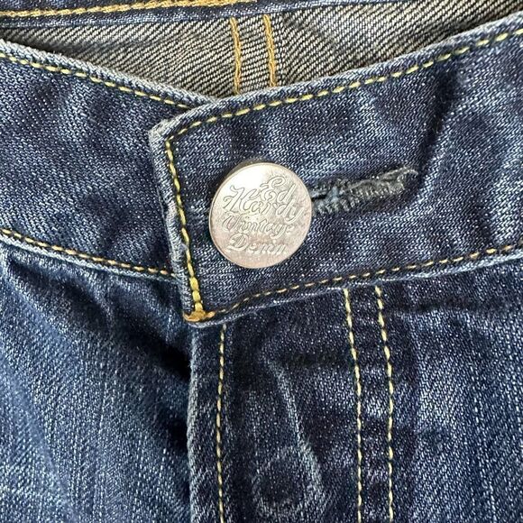 Ed Hardy Distressed Button Fly Blue Denim Jeans Men’s 38 x 32 - Picture 3 of 16